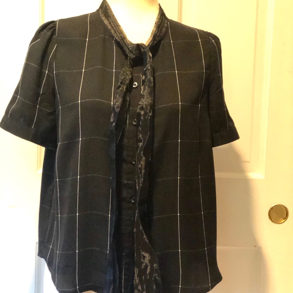Modcloth Black Silver Shirt Organza Neck Tie NEW - Picture 2 of 9